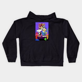 Dope Slluks character with cool dog chilling illustration Kids Hoodie